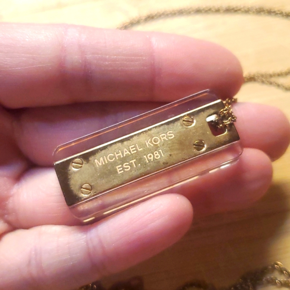 Vintage Michael Kors Lucite Dog Tag Necklace